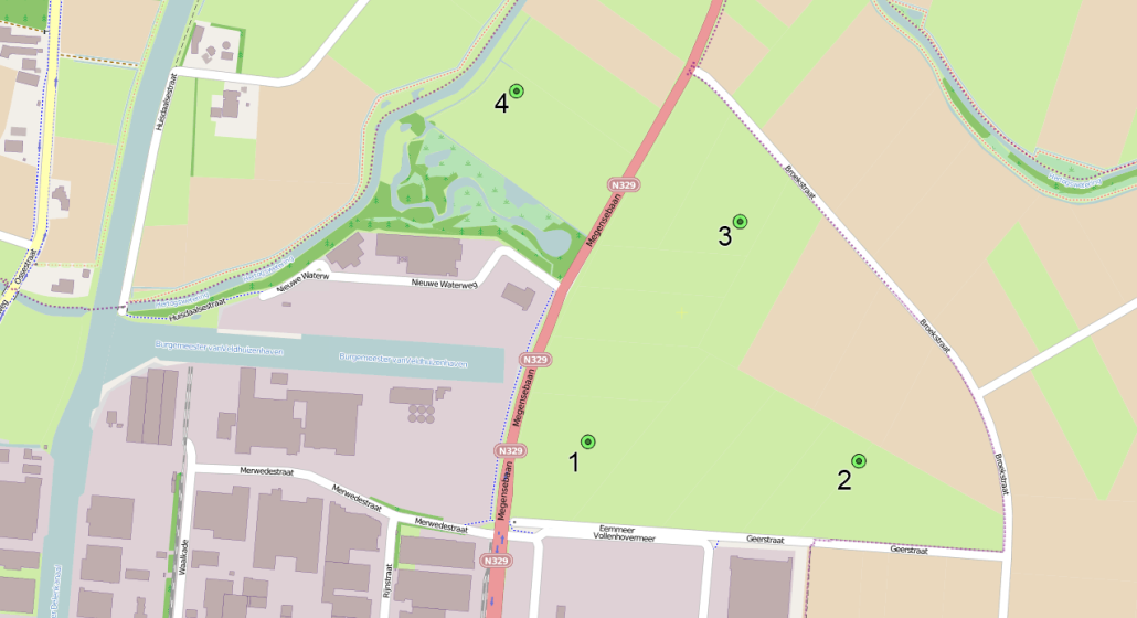 Locaties windturbines windpark Elzenburg De Geer